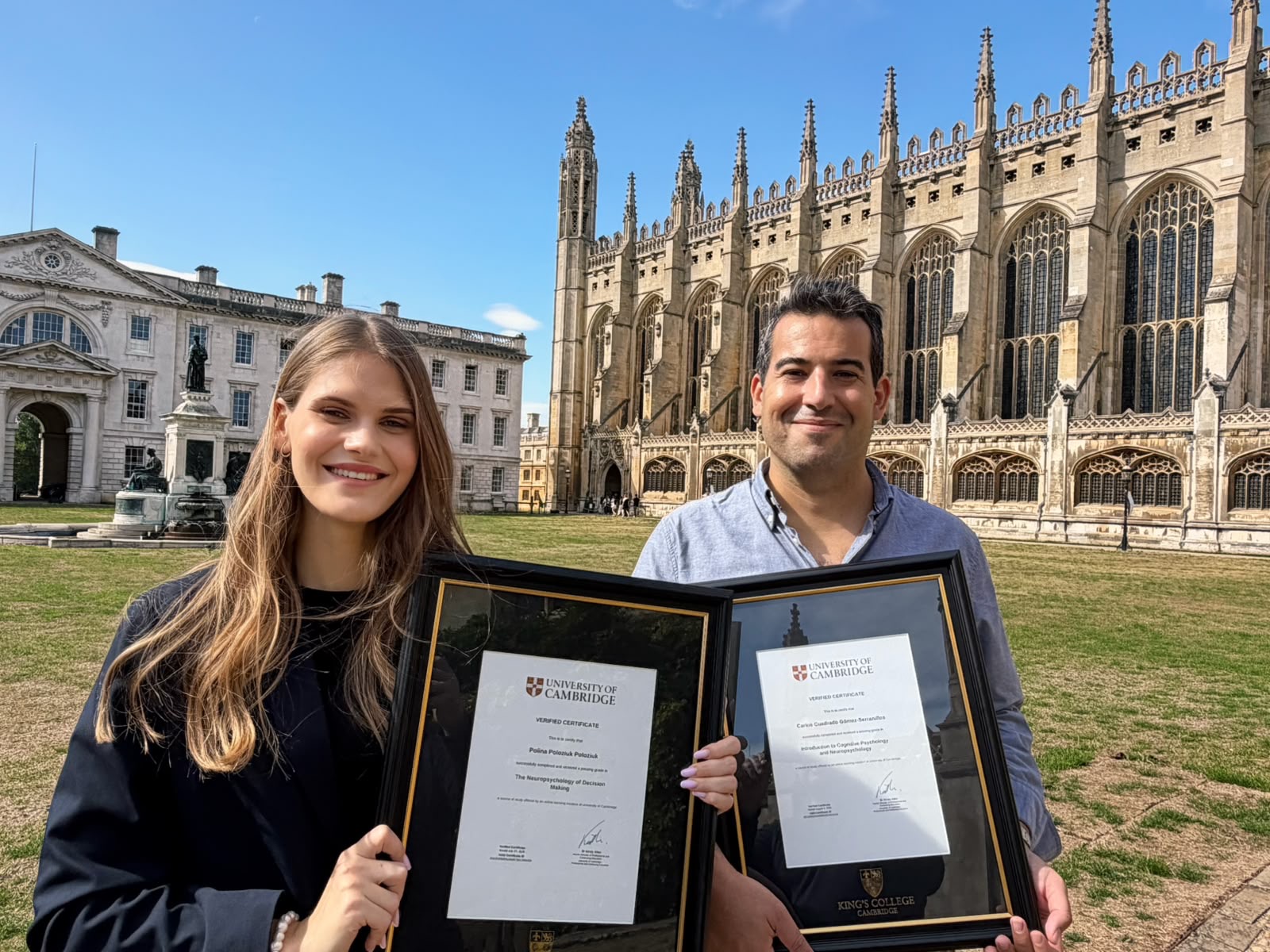 Dr. Carlos Cuadrado Gómez-Serranillos y Polina Poloziuk en Cambridge.